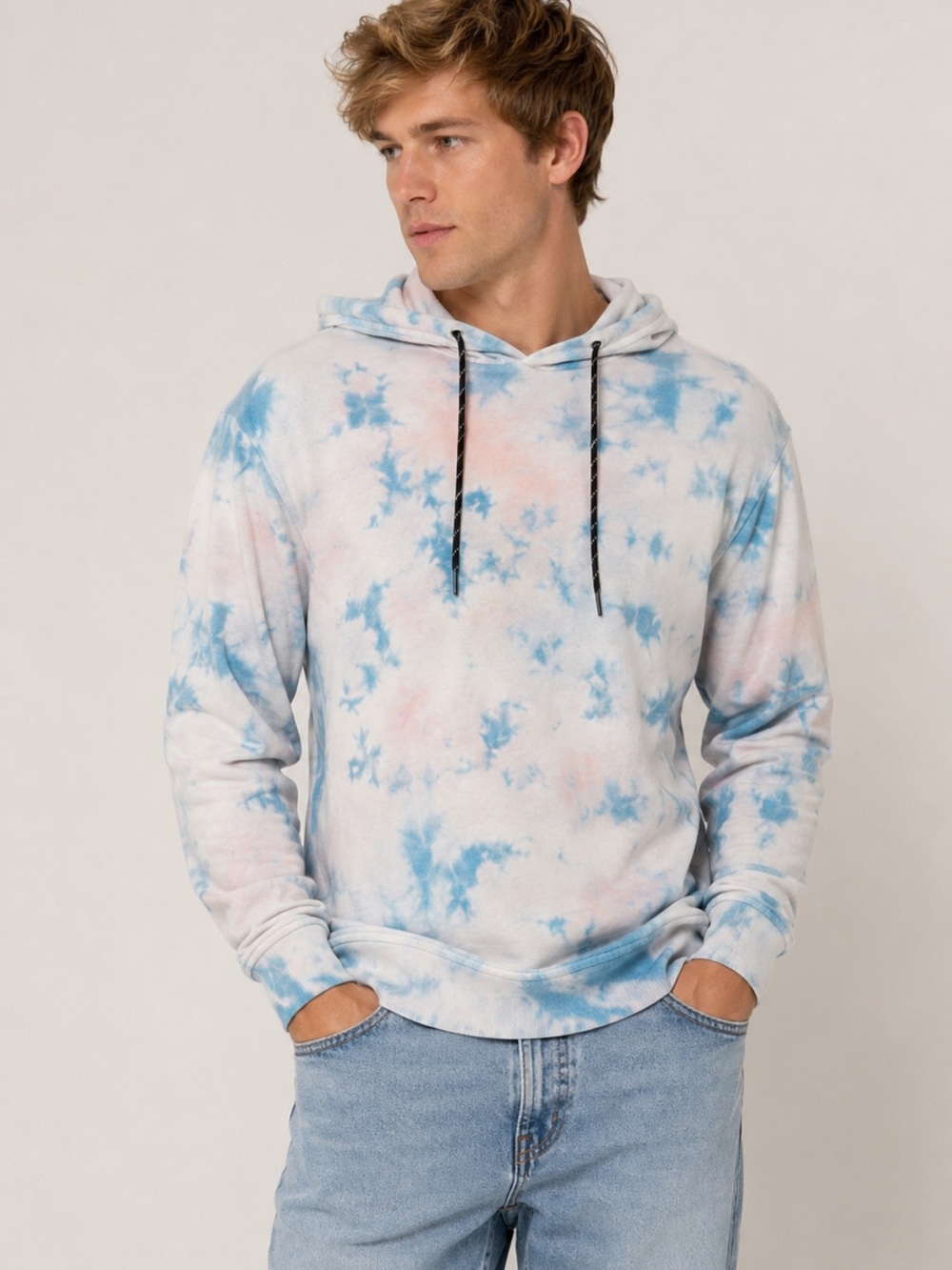 Edgar + Ash XL Blue Pink Tie Dye Hoodie Sweatshirt 60% Cotton